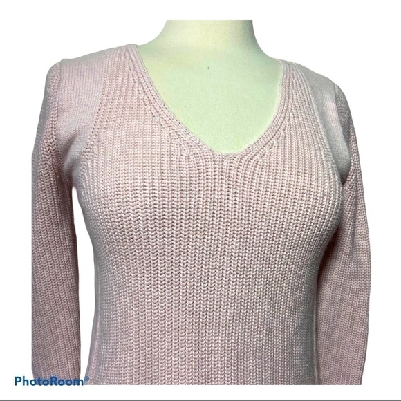 BURGESS Pale Pink Sweater Cotton/Cashmere Ribbed - Picture 2 of 8